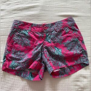 Lilly Pulitzer Callahan Shorts Size 0 Pink Coral Shell Print Preppy Summer